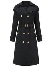 Load image into Gallery viewer, Women's Trench Coat Going out Fall Winter Turndown Collar Button Waisted Solid Color Long Coat