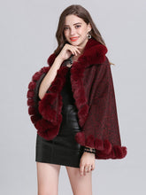 Load image into Gallery viewer, Poncho Knitwear Women Oversized Sweater Faux Fur Coat Shawl Collar Sweaters