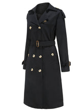 Load image into Gallery viewer, Women's Trench Coat Going out Fall Winter Turndown Collar Button Waisted Solid Color Long Coat