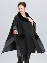 Load image into Gallery viewer, Faux Fur Coat Wool Cape Coat Half Sleeve Women ‘s Overcoat With Pockets