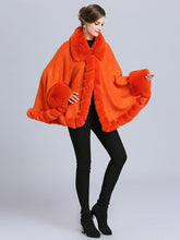 Load image into Gallery viewer, Women Poncho Sweater Faux Fur Coat Shawl Collar