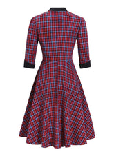 Load image into Gallery viewer, 1950S Plaid 3/4 Sleeve Vintage Dress 