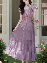 Load image into Gallery viewer, Lilac Off-The-Shoulder Ruffle Maxi Dress Set
