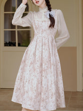 Load image into Gallery viewer, White Floral Lace Ruffles Edwardian Revival Dress