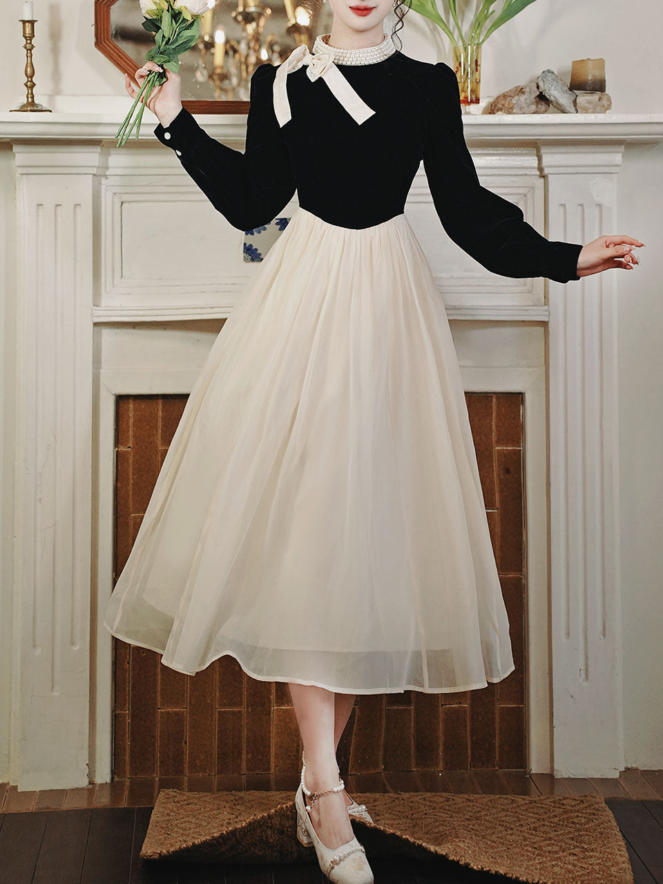 princess polly baby blue dress Black 1960s Solid Pearl Buttons Suspender Dress