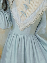Load image into Gallery viewer, Blue Lace Ruffles Edwardian Revival Dress
