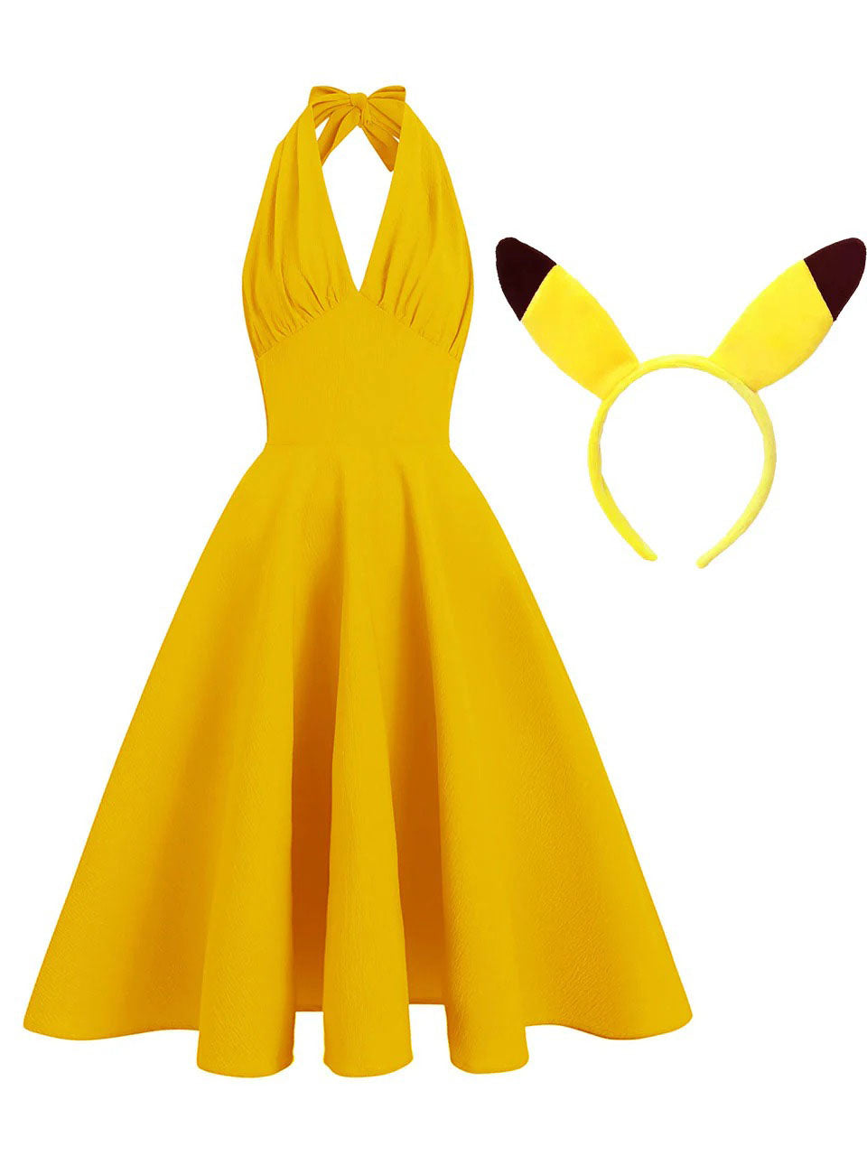 Yellow Halter Backless 1950S Vintage Dress with Headband – Jolly Vintage