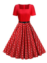 Load image into Gallery viewer, 1950s Vintage Polka Dots Sweetheart Audrey Hepburn Style Rockabilly Swing Dress