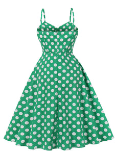 Green And White Plaid Spaghetti Straps Vintage 1950s Swing Dress