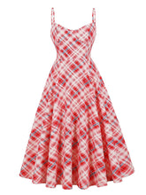 Load image into Gallery viewer, Vintage Red Spaghetti Strap Plaid 1950S Vintage Dress Set