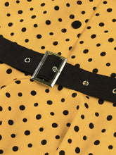 Load image into Gallery viewer, Butterflies Vintage Yellow Polka Dot Dress with a Bow-Tied Neckline