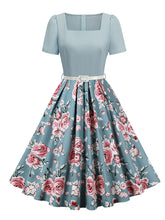 Load image into Gallery viewer, 1950s Vintage Floral Print Sweetheart Audrey Hepburn Style Rockabilly Swing Dress