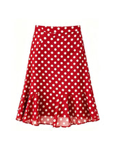 Load image into Gallery viewer, 1950s Vintage Red Chiffon Shirt &amp; Polka Dot Mermaid Midi Skirt Set