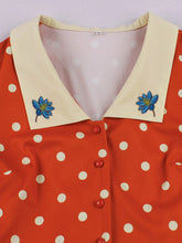 Load image into Gallery viewer, Sunny Dots Vintage Orange Full-Skirted Swing Dress with Headband
