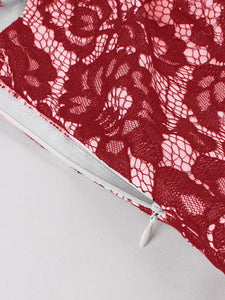 Red Lace Swing Dress with a Corset-Inspired Back
