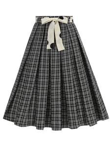1950S Yellow High Waist Pleated Swing Vintage Skirt