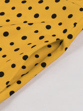 Load image into Gallery viewer, Butterflies Vintage Yellow Polka Dot Dress with a Bow-Tied Neckline