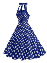Load image into Gallery viewer, 1950s Vintage Polka Dot Halter Rockabilly Swing Dress