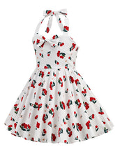 Load image into Gallery viewer, Kids Little Girls' Dress Bow Halter Cherry Sleeveless Cotton 1950S Vintage Dress