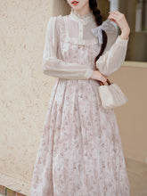 Load image into Gallery viewer, White Floral Lace Ruffles Edwardian Revival Dress