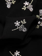 Load image into Gallery viewer, Black Embroidered Flowers Long Sleeve 1940S Fishtail Vintage Dress