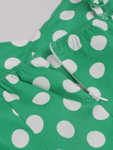 Green And White Plaid Spaghetti Straps Vintage 1950s Swing Dress