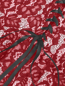 Red Lace Swing Dress with a Corset-Inspired Back