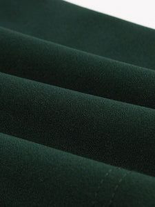 Dark Green Short Sleeve Vintage Dress with Waist Bow