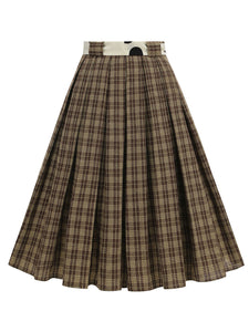 1950S Yellow High Waist Pleated Swing Vintage Skirt