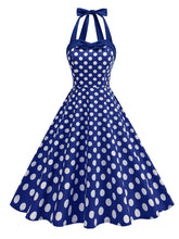 Load image into Gallery viewer, 1950s Vintage Polka Dot Halter Rockabilly Swing Dress