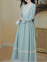 Load image into Gallery viewer, Blue Lace Ruffles Edwardian Revival Dress
