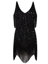 Load image into Gallery viewer, Wine Red Gatsby Glitter Fringe 1920s Flapper Dress
