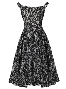Red Lace Swing Dress with a Corset-Inspired Back