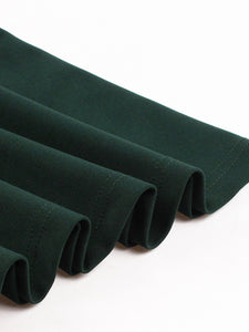 Dark Green Short Sleeve Vintage Dress with Waist Bow