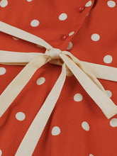 Load image into Gallery viewer, Sunny Dots Vintage Orange Full-Skirted Swing Dress with Headband