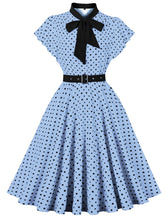 Load image into Gallery viewer, Butterflies Vintage Yellow Polka Dot Dress with a Bow-Tied Neckline