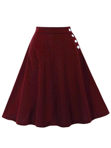 1950s Classic A-Line Skirt with Contrasting White Buttons