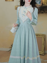 Load image into Gallery viewer, Blue Lace Ruffles Edwardian Revival Dress
