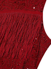 Load image into Gallery viewer, Wine Red Sexy Gatsby Glitter Fringe 1920s Flapper Dress