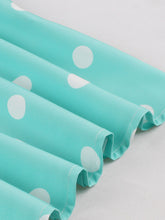 Load image into Gallery viewer, Turquoise Dot 50s Color-Blocking Dress with a Playful Contrast Collar