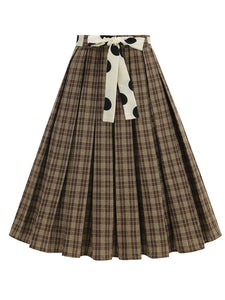 1950S Yellow High Waist Pleated Swing Vintage Skirt