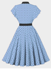 Load image into Gallery viewer, Butterflies Vintage Yellow Polka Dot Dress with a Bow-Tied Neckline