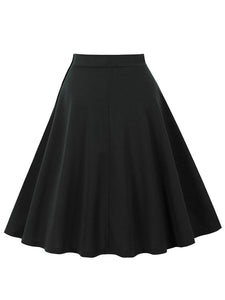 1950s Classic A-Line Skirt with Contrasting White Buttons