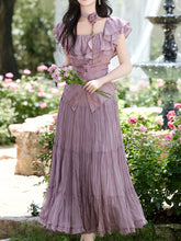 Load image into Gallery viewer, Lilac Off-The-Shoulder Ruffle Maxi Dress Set