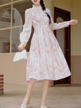 Load image into Gallery viewer, White Floral Lace Ruffles Edwardian Revival Dress