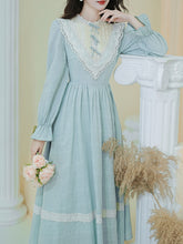 Load image into Gallery viewer, Blue Lace Ruffles Edwardian Revival Dress