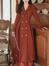 Load image into Gallery viewer, Grey Classic Vintage Lapel Double Layered Hem Swing Dress with Detachable Cape
