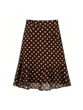 Load image into Gallery viewer, 1950s Vintage Red Chiffon Shirt &amp; Polka Dot Mermaid Midi Skirt Set