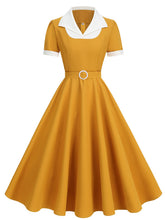 Load image into Gallery viewer, Sweet Navy Sailor Collar Short Sleeve Swing Vintage Dress with Hat Set