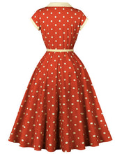 Load image into Gallery viewer, Sunny Dots Vintage Orange Full-Skirted Swing Dress with Headband
